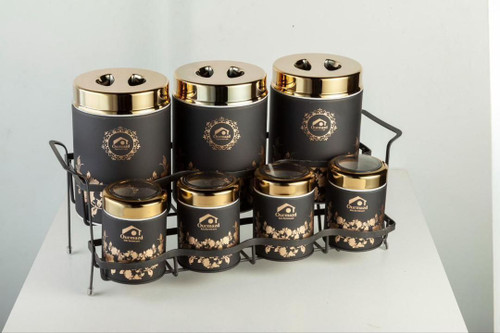 سرویس پاسماوری مشکی درب طلایی طرح رز استیل ضدزنگ محکم دوجداره تضمینی دارای ضمانت نامه شرکتی استند دار