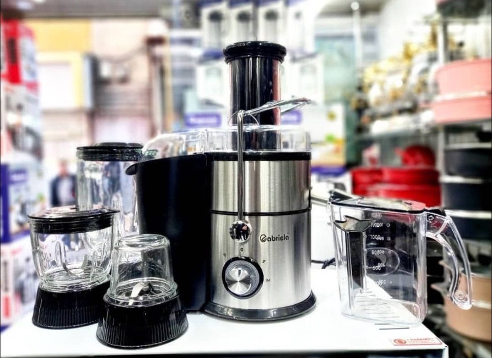 آبمیوه‌ گیری گابریلا ۴ کاره مدل G-2040 800 وات واقعی پرقدرت استیل مشکی سایز بزرگ گلویی سیب کامل کیفیت عالی شرکتی ( ضمانت نامه رسمی