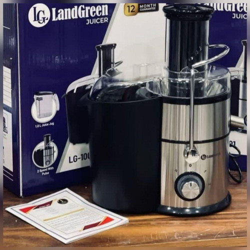 آبمیوه گیری تک کاره لندگرین مدل 1001 قدرت 800 وات دو سرعته بدنه استیل